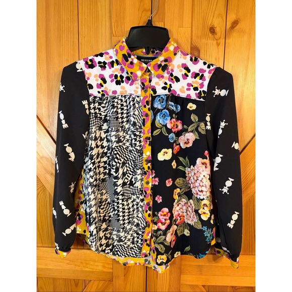 Maeve Tops - Maeve Anthropologie Paz Mixed Print  Button Down Shirt Size XS (6435)